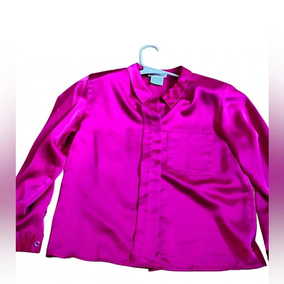 Hot Pink Fusua Jones New York button up long sleeve blouse - Picture 3 of 7